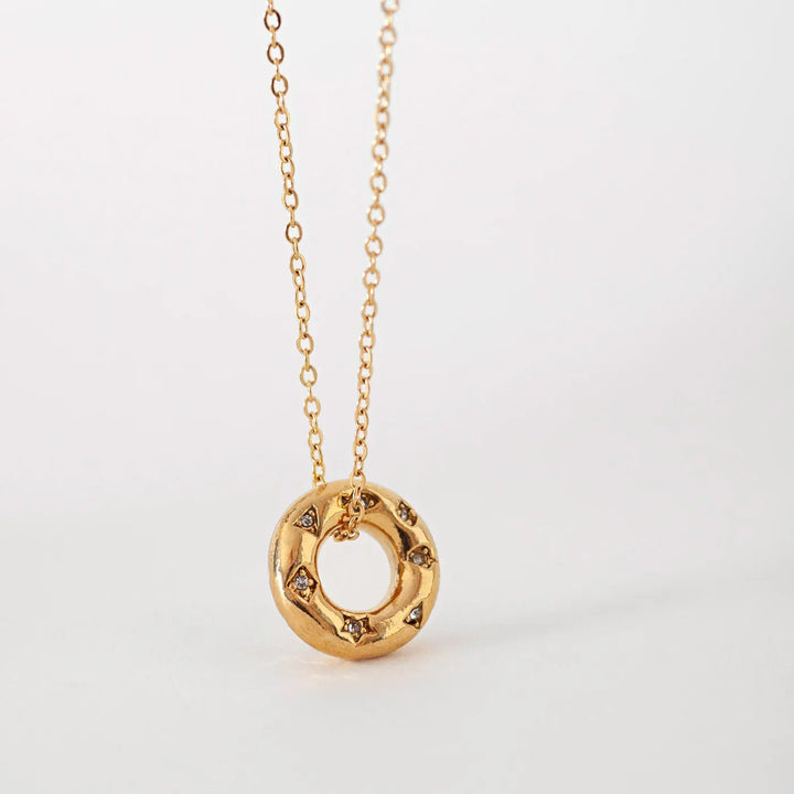 Odelia - Crystal Donut Necklace Stainless Steel