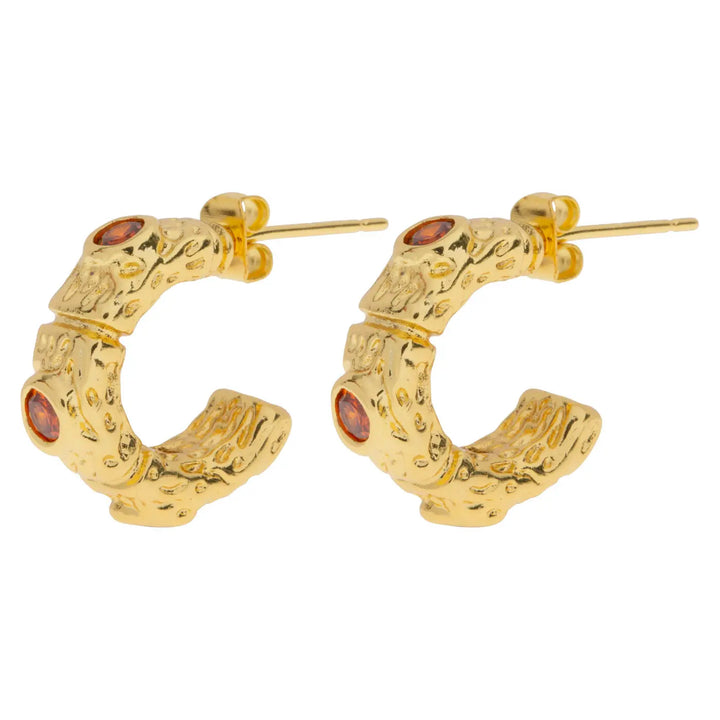 Camille - Red Crystal Hoop Earrings