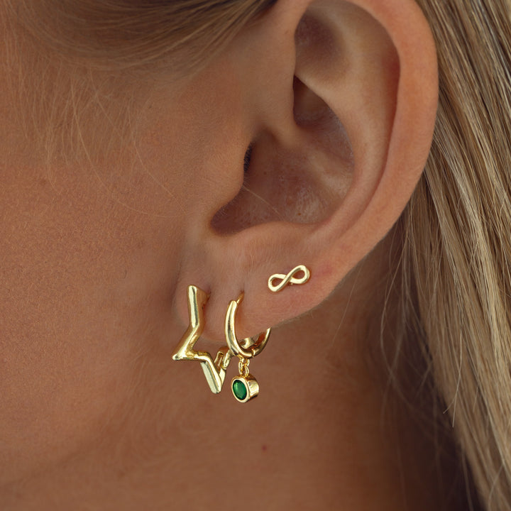 Brave - Green Crystal Hoop Earrings