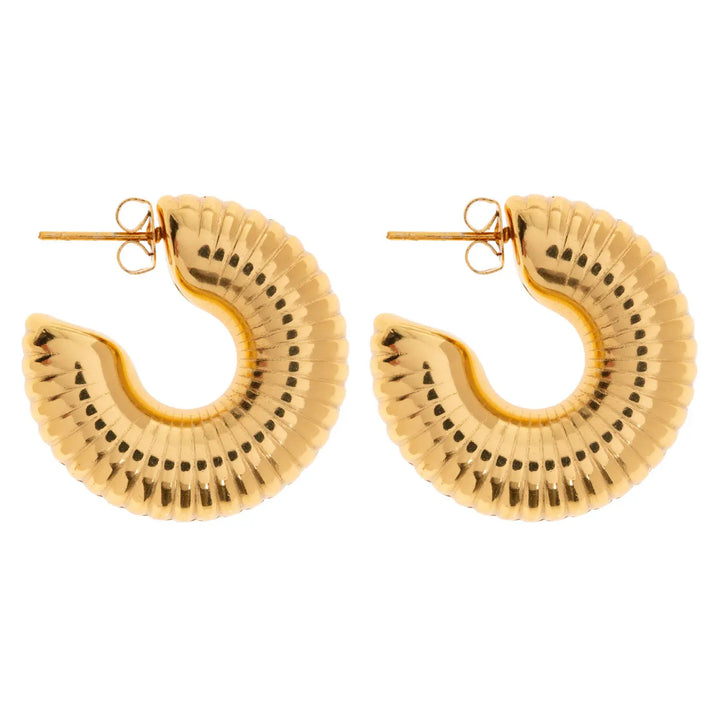 Arlo - Chunky Ribbed Hoop Earrings