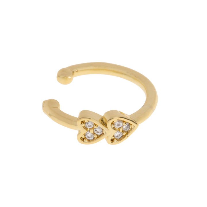 Gigi - Two Crystal Hearts Ear Cuff