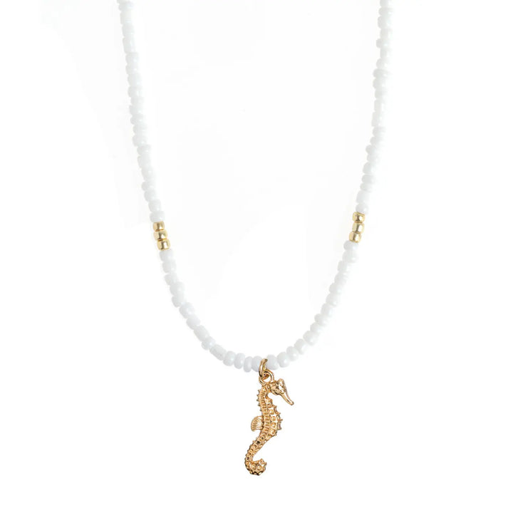 Ellie - Seahorse White Beads Necklace